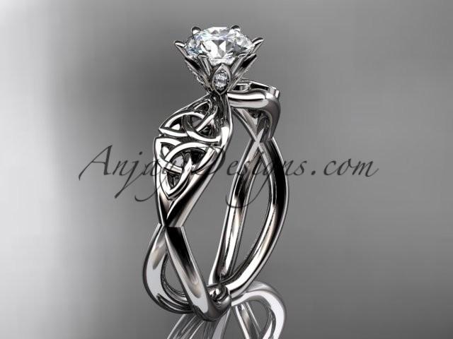 زفاف - 14kt white gold diamond celtic trinity knot wedding ring, engagement ring CT7221