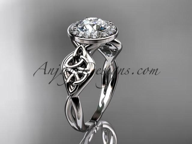 Wedding - platinum diamond celtic trinity knot wedding ring, engagement ring CT7219