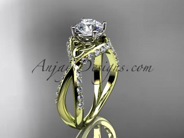 Свадьба - 14kt yellow gold diamond celtic trinity knot wedding ring, engagement ring CT7218