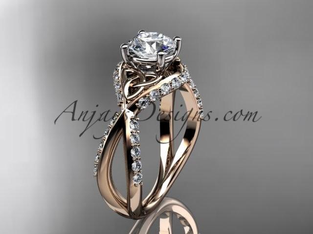 Свадьба - 14kt rose gold diamond celtic trinity knot wedding ring, engagement ring CT7218