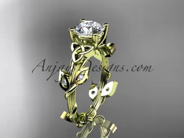 Wedding - 14kt yellow gold diamond celtic trinity knot wedding ring, engagement ring CT7215
