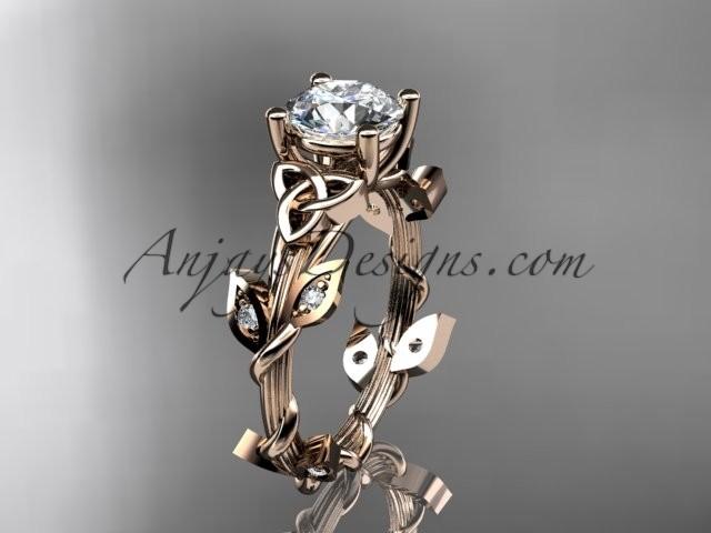 Wedding - 14kt rose gold diamond celtic trinity knot wedding ring, engagement ring CT7215