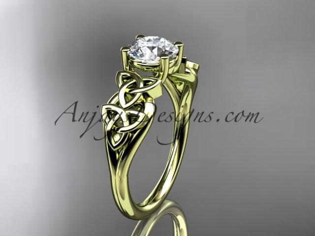 Свадьба - 14kt yellow gold diamond celtic trinity knot wedding ring, engagement ring CT7169