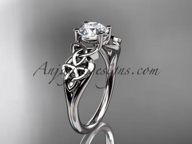 Wedding - 14kt white gold diamond celtic trinity knot wedding ring, engagement ring CT7169
