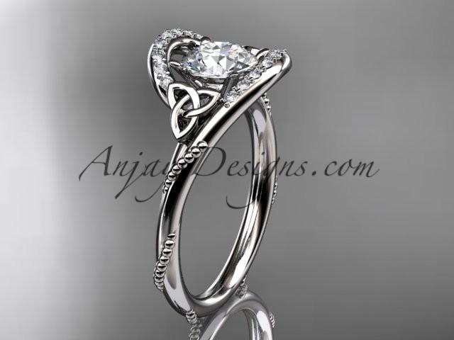 Hochzeit - Platinum diamond celtic trinity knot wedding ring, engagement ring CT7166
