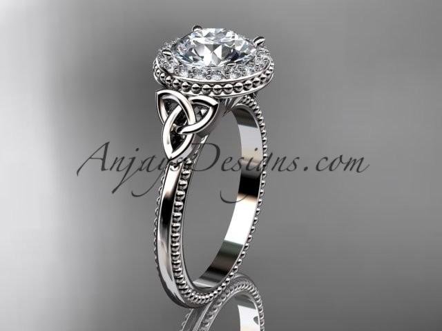 Mariage - 14kt white gold diamond celtic trinity knot wedding ring, engagement ring CT7157
