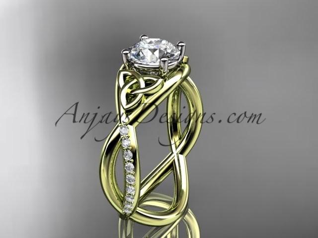 زفاف - 14kt yellow gold celtic trinity knot engagement ring, wedding ring CT790