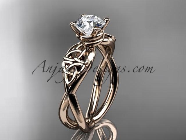 Hochzeit - 14kt rose gold celtic trinity knot engagement ring, wedding ring CT770