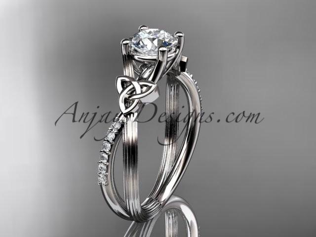 زفاف - 14kt white gold diamond celtic trinity knot wedding ring, engagement ring CT7214