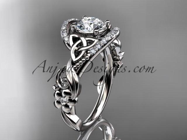 زفاف - platinum diamond celtic trinity knot wedding ring, engagement ring CT7211
