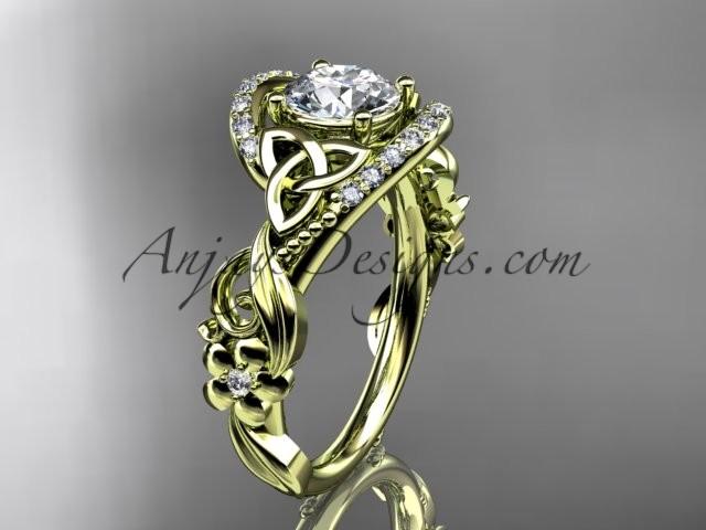 Wedding - 14kt yellow gold diamond celtic trinity knot wedding ring, engagement ring CT7211
