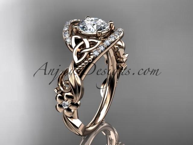Hochzeit - 14kt rose gold diamond celtic trinity knot wedding ring, engagement ring CT7211