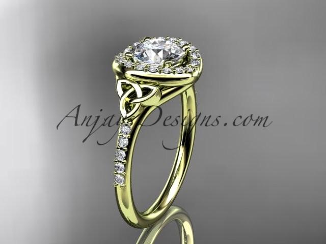 زفاف - 14kt yellow gold diamond celtic trinity knot wedding ring, engagement ring CT7201