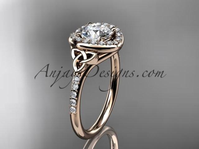 Wedding - 14kt rose gold diamond celtic trinity knot wedding ring, engagement ring CT7201