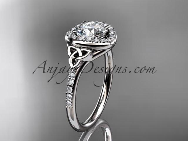 Mariage - 14kt white gold diamond celtic trinity knot wedding ring, engagement ring CT7201