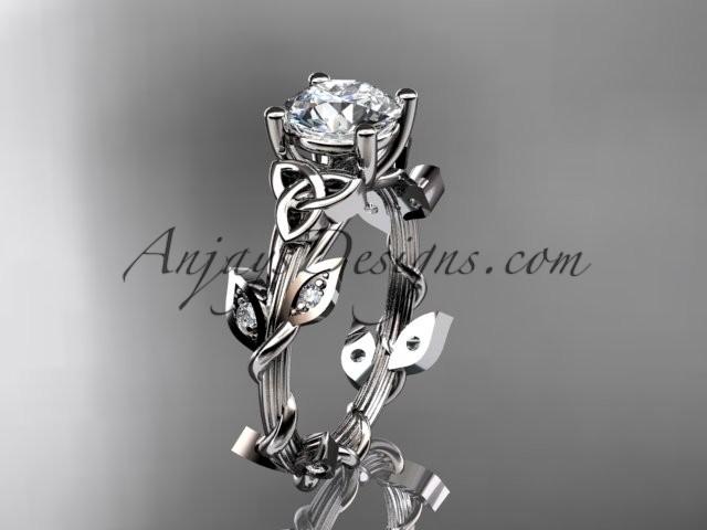 Wedding - 14kt white gold diamond celtic trinity knot wedding ring, engagement ring CT7215