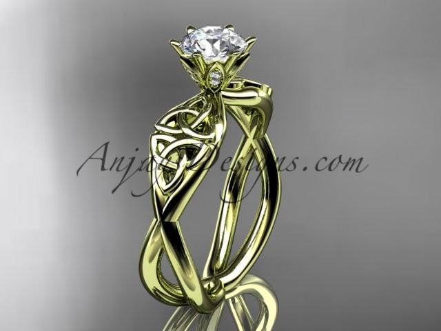 Hochzeit - 14kt yellow gold diamond celtic trinity knot wedding ring, engagement ring CT7221