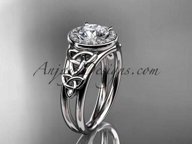 Hochzeit - 14kt white gold diamond celtic trinity knot wedding ring, engagement ring CT7131