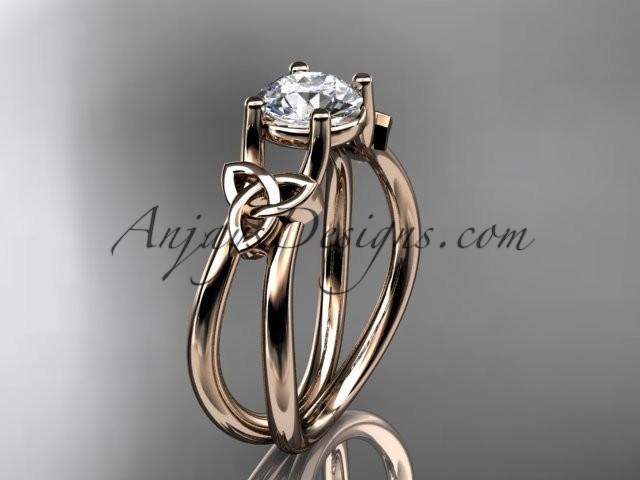Wedding - 14kt rose gold diamond celtic trinity knot wedding ring, engagement ring CT7130