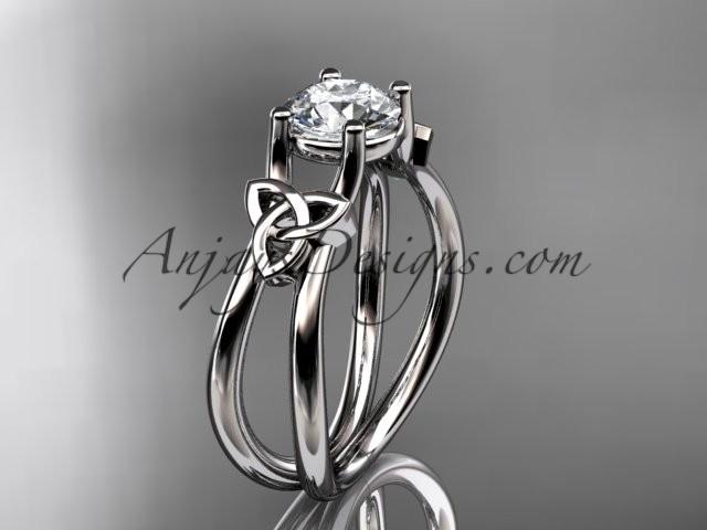 Hochzeit - 14kt white gold diamond celtic trinity knot wedding ring, engagement ring CT7130