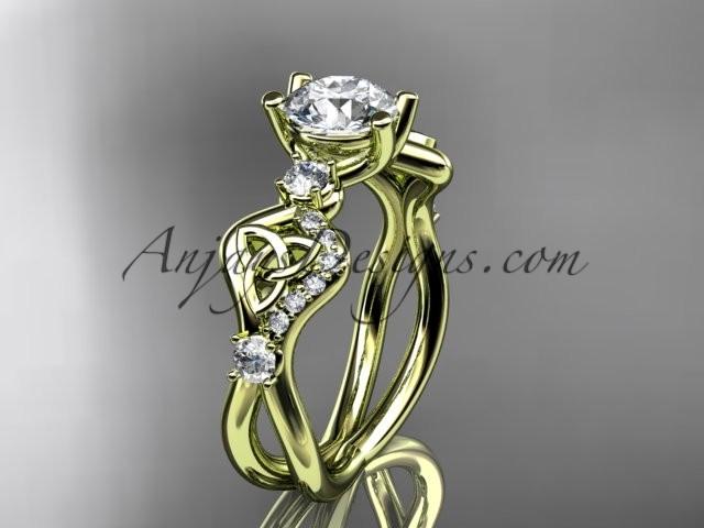 Wedding - 14kt yellow gold celtic trinity knot engagement ring, wedding ring CT768