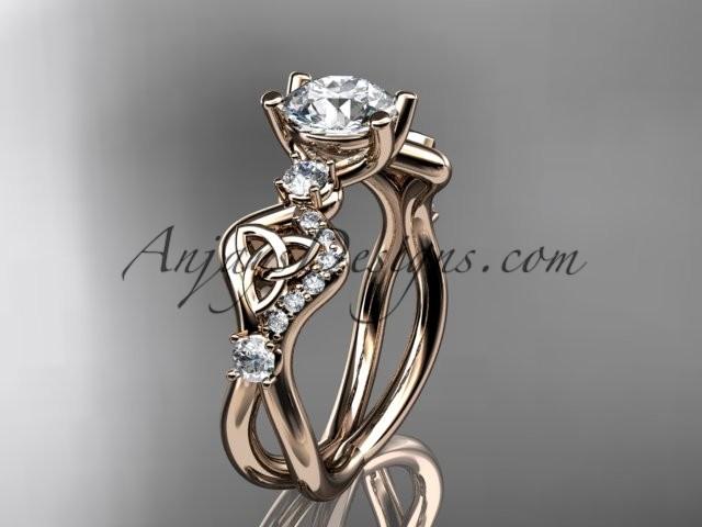 زفاف - 14kt rose gold celtic trinity knot engagement ring, wedding ring CT768