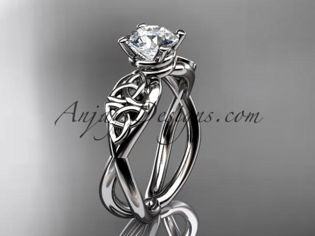 Hochzeit - 14kt white gold celtic trinity knot engagement ring, wedding ring CT770