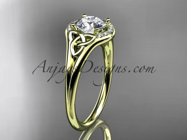 Wedding - 14kt yellow gold celtic trinity knot engagement ring, wedding ring CT791