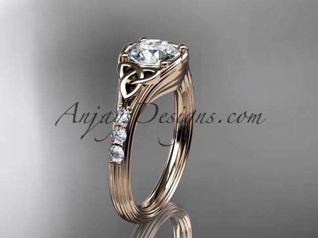 زفاف - 14kt rose gold diamond celtic trinity knot wedding ring, engagement ring CT7333