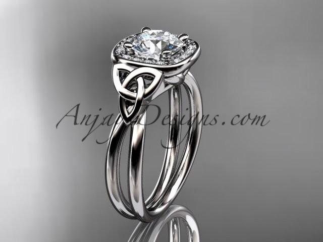 Hochzeit - platinum diamond celtic trinity knot wedding ring, engagement ring CT7330