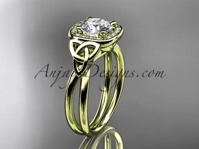 Свадьба - 14kt yellow gold diamond celtic trinity knot wedding ring, engagement ring CT7330