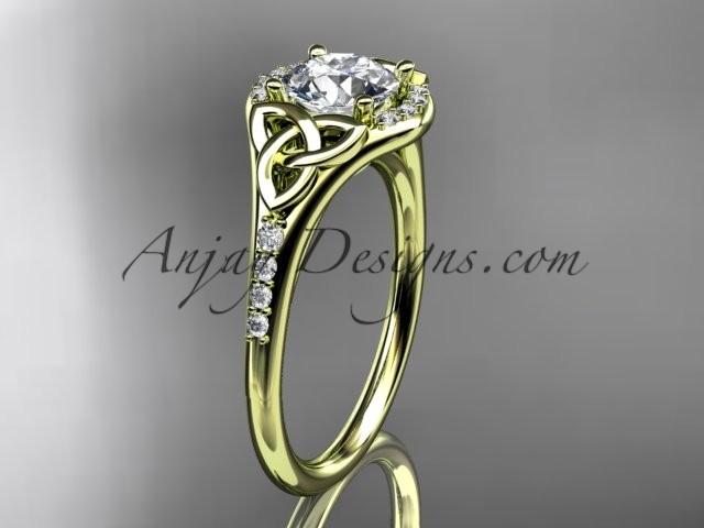 Свадьба - 14kt yellow gold diamond celtic trinity knot wedding ring, engagement ring CT7126