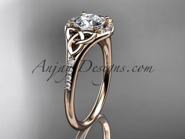 Mariage - 14kt rose gold diamond celtic trinity knot wedding ring, engagement ring CT7126