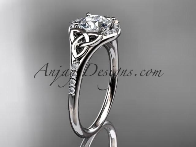 Wedding - 14kt white gold diamond celtic trinity knot wedding ring, engagement ring CT7126