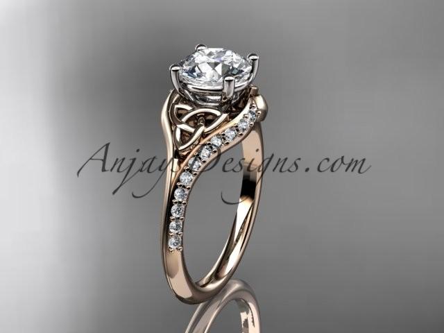 Mariage - 14kt rose gold diamond celtic trinity knot wedding ring, engagement ring CT7125