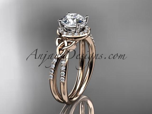 Свадьба - 14kt rose gold diamond celtic trinity knot wedding ring, engagement ring CT7373