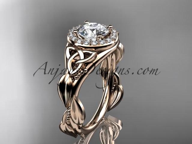 زفاف - 14kt rose gold diamond celtic trinity knot wedding ring, engagement ring CT7327