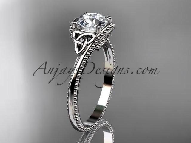 Hochzeit - platinum diamond celtic trinity knot wedding ring, engagement ring CT7322