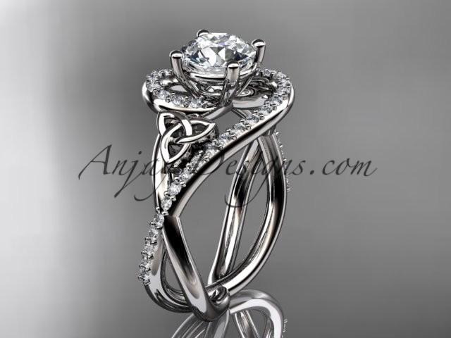 زفاف - platinum diamond celtic trinity knot wedding ring, engagement ring CT7320