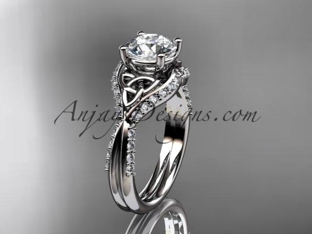 Mariage - 14kt white gold diamond celtic trinity knot wedding ring, engagement ring CT7224