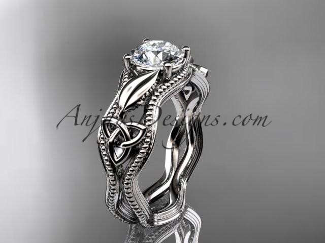 Свадьба - platinum diamond celtic trinity knot wedding ring, engagement ring CT7382