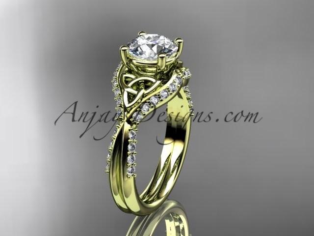 Свадьба - 14kt yellow gold diamond celtic trinity knot wedding ring, engagement ring CT7224
