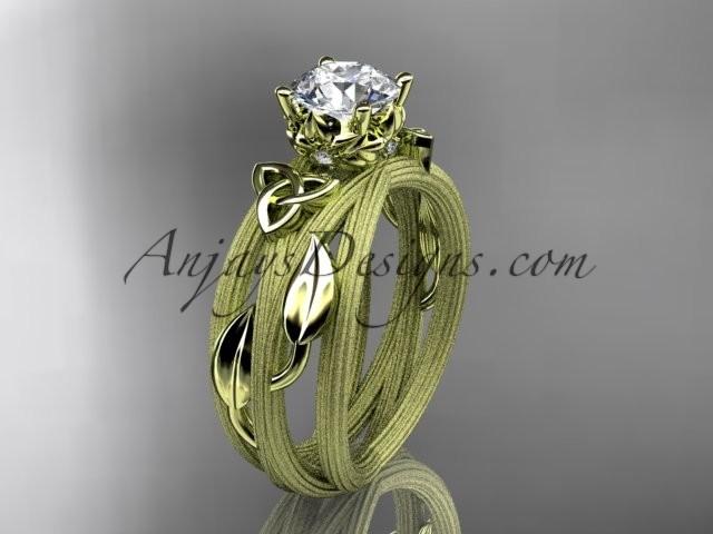 Hochzeit - 14kt yellow gold diamond celtic trinity knot wedding ring, engagement ring CT7253