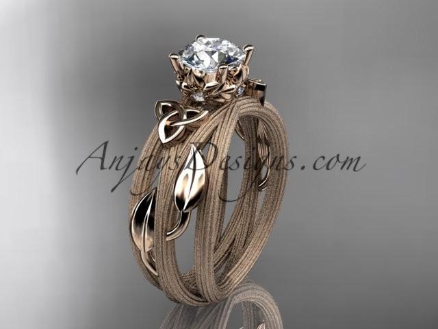 Hochzeit - 14kt rose gold diamond celtic trinity knot wedding ring, engagement ring CT7253