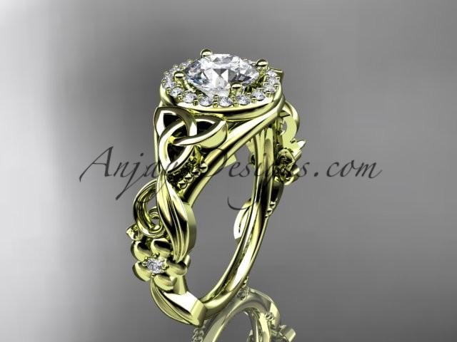 زفاف - 14kt yellow gold diamond celtic trinity knot wedding ring, engagement ring CT7300