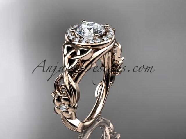 Wedding - 14kt rose gold diamond celtic trinity knot wedding ring, engagement ring CT7300