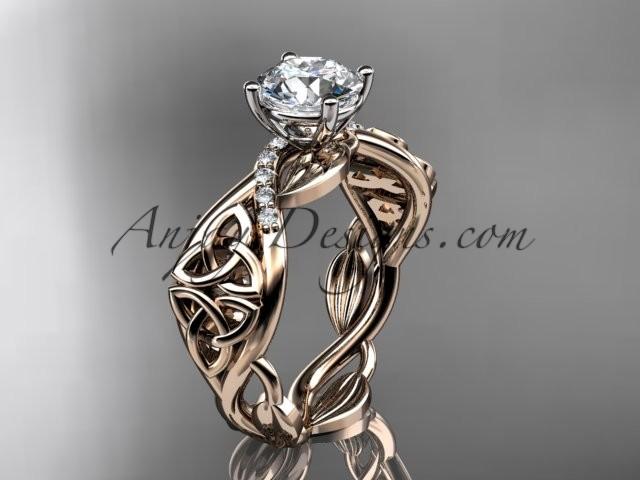 زفاف - 14kt rose gold diamond celtic trinity knot wedding ring, engagement ring CT7270