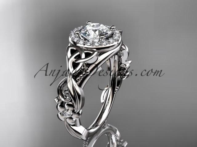 Hochzeit - platinum diamond celtic trinity knot wedding ring, engagement ring CT7300