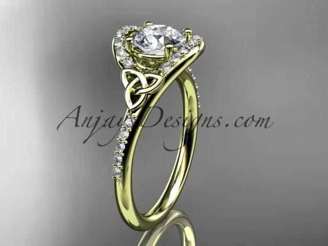 Mariage - 14kt yellow gold diamond celtic trinity knot wedding ring, engagement ring CT7317