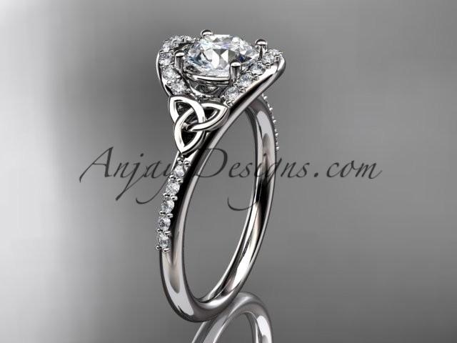 Mariage - 14kt white gold diamond celtic trinity knot wedding ring, engagement ring CT7317